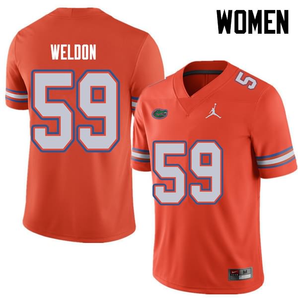 NCAA Florida Gators Danny Weldon Women's #59 Jordan Brand Orange Stitched Authentic College Football Jersey GKK3764SG